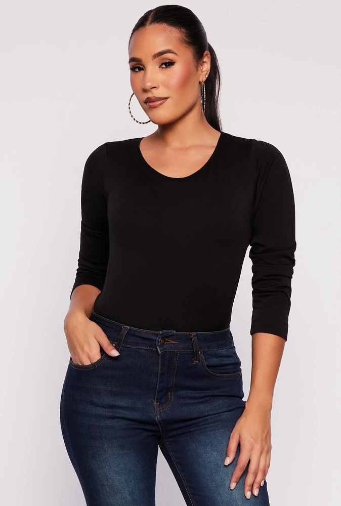 Womens Seamless Fleece Lined Long Sleeve Top, Black