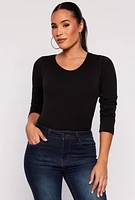 Womens Seamless Fleece Lined Long Sleeve Top, Black