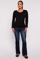 Womens Seamless Fleece Lined Long Sleeve Top, Black
