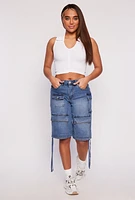 Womens Johnny Collar Seamless Cropped Tank Top, White, Size L-XL