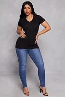 Womens Short Sleeve V Neck Tee,