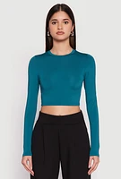Womens Daisy Long Sleeve High Neck Crop Top,