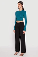 Womens Daisy Long Sleeve High Neck Crop Top,