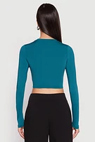 Womens Daisy Long Sleeve High Neck Crop Top,