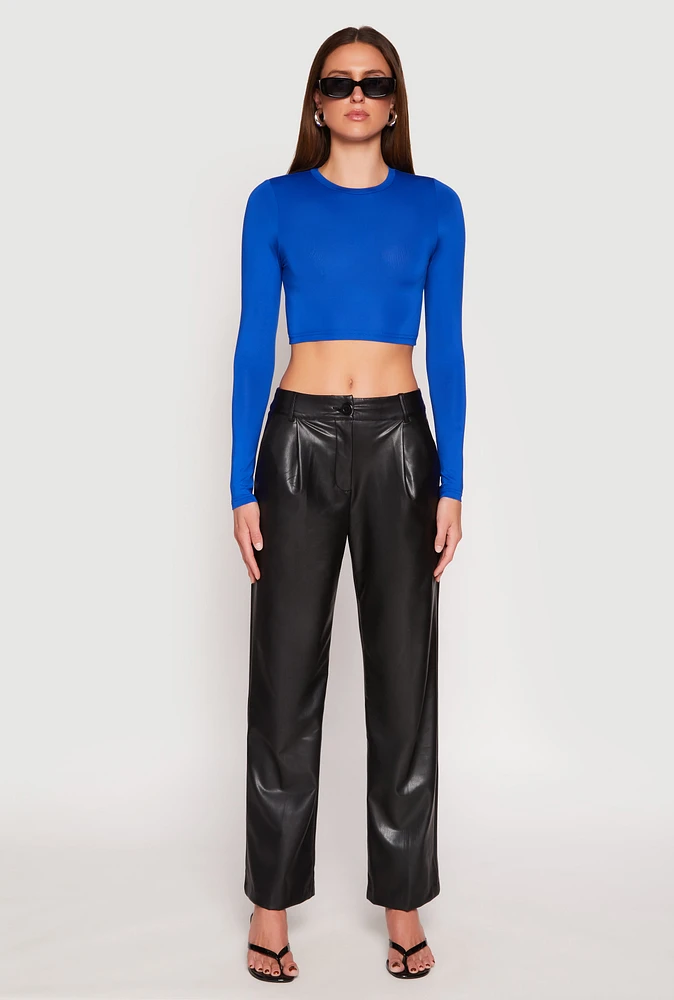Womens Daisy Long Sleeve High Neck Crop Top,