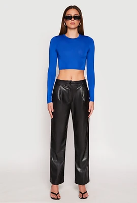 Womens Daisy Long Sleeve High Neck Crop Top,
