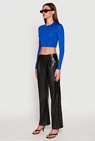 Womens Daisy Long Sleeve High Neck Crop Top,
