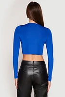 Womens Daisy Long Sleeve High Neck Crop Top,