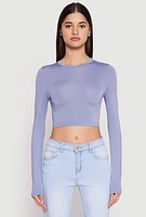 Womens Daisy Long Sleeve High Neck Crop Top,