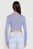 Womens Daisy Long Sleeve High Neck Crop Top,