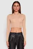 Womens Daisy Long Sleeve High Neck Crop Top,