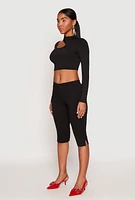 Womens Daisy Keyhole Shoulder Crop Top,