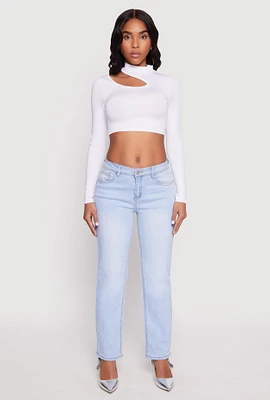 Womens Daisy Keyhole Shoulder Crop Top, White, Size XL