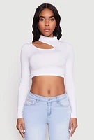 Womens Daisy Keyhole Shoulder Crop Top, White, Size XL