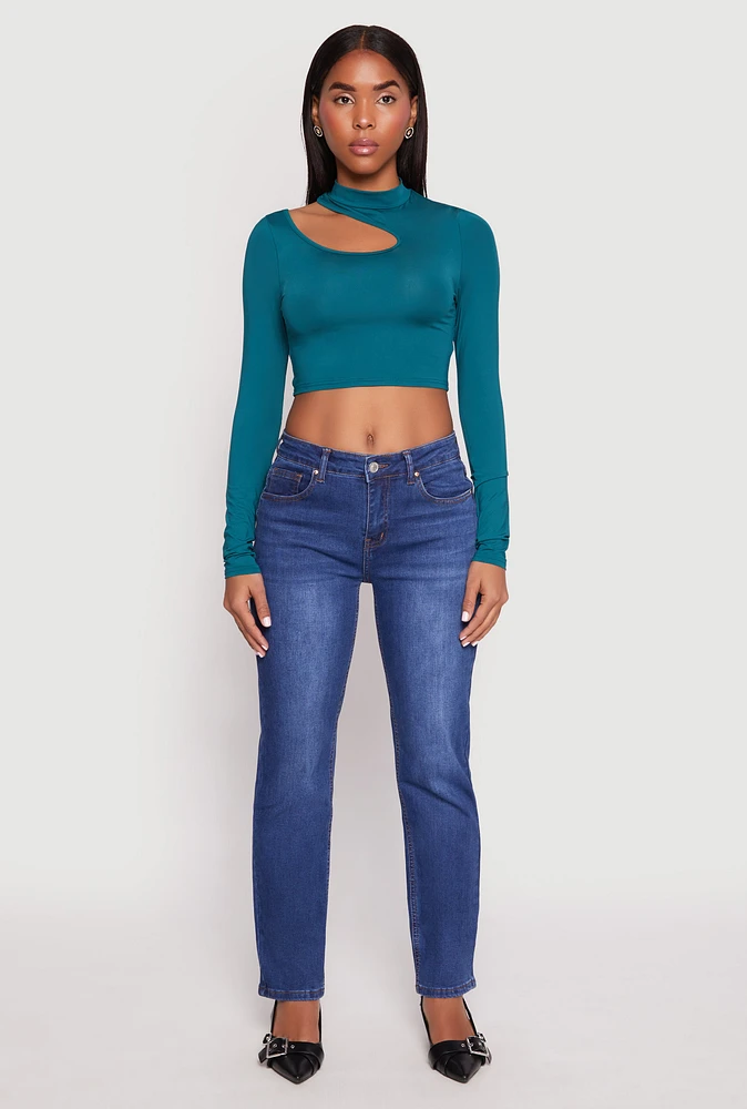 Womens Daisy Keyhole Shoulder Crop Top,