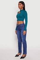 Womens Daisy Keyhole Shoulder Crop Top,