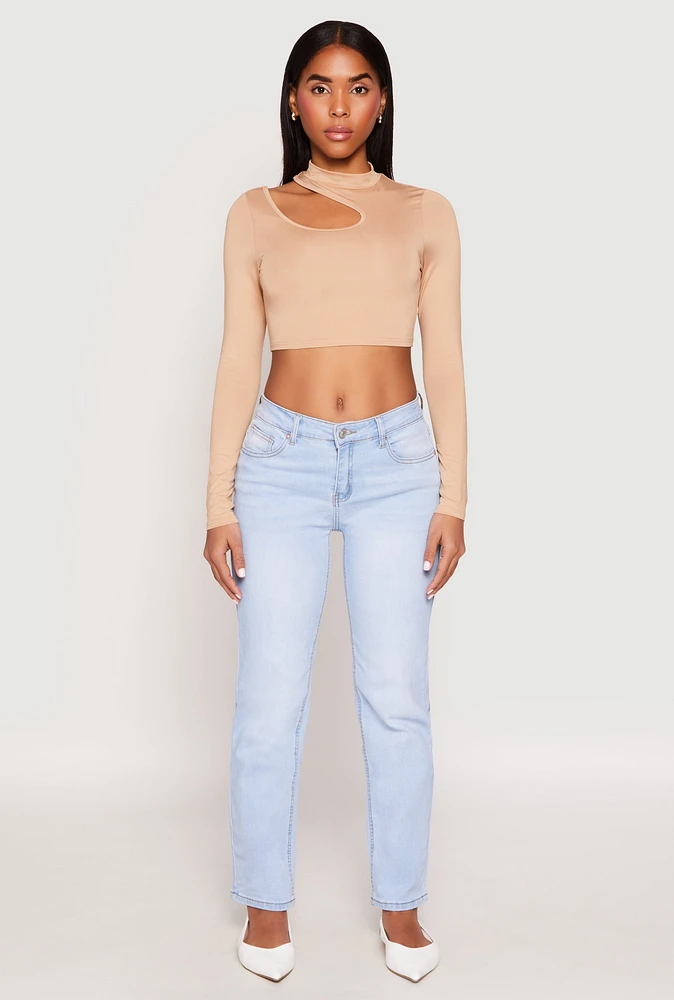 Womens Daisy Keyhole Shoulder Crop Top,