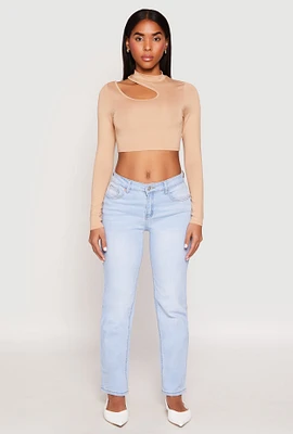Womens Daisy Keyhole Shoulder Crop Top,