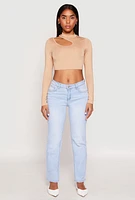 Womens Daisy Keyhole Shoulder Crop Top,