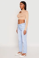 Womens Daisy Keyhole Shoulder Crop Top,