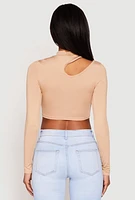 Womens Daisy Keyhole Shoulder Crop Top,