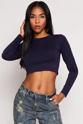 Womens Seamless Long Sleeve Crop Top, M-L