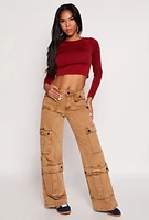 Womens Seamless Long Sleeve Crop Top,