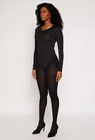 Womens Daisy Long Sleeve Crew Neck Bodysuit,