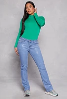 Womens Daisy Turtleneck Bodysuit, Green, Size XL