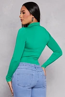 Womens Daisy Turtleneck Bodysuit, Green, Size XL