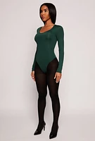 Womens Daisy Scoop Neck Long Sleeve Bodysuit,