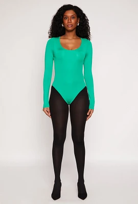 Womens Daisy Scoop Neck Long Sleeve Bodysuit,