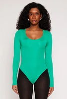 Womens Daisy Scoop Neck Long Sleeve Bodysuit,