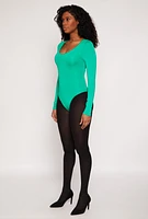 Womens Daisy Scoop Neck Long Sleeve Bodysuit,