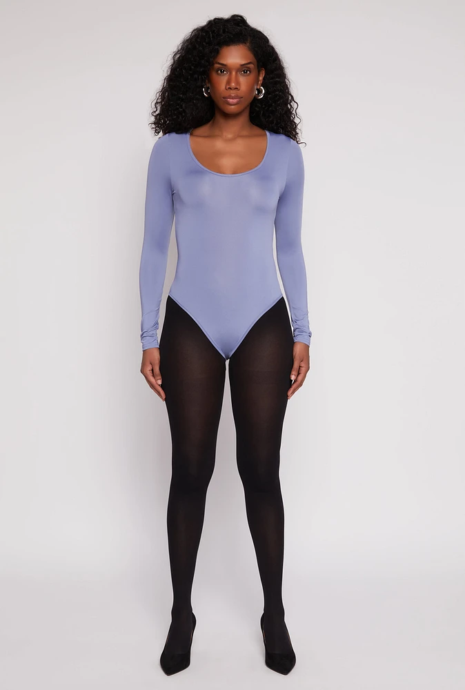 Womens Daisy Scoop Neck Long Sleeve Bodysuit,