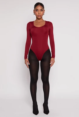 Womens Daisy Scoop Neck Long Sleeve Bodysuit,