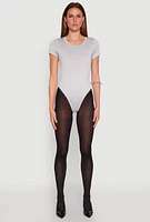 Womens Daisy Short Sleeve Crew Neck Bodysuit, Grey, Size S