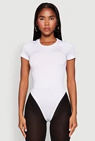 Womens Daisy Short Sleeve Crew Neck Bodysuit, White,