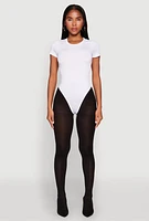 Womens Daisy Short Sleeve Crew Neck Bodysuit, White,