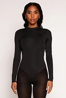 Womens Daisy Mock Neck Long Sleeve Bodysuit,