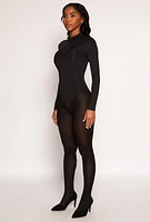 Womens Daisy Mock Neck Long Sleeve Bodysuit,
