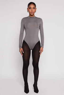Womens Daisy Mock Neck Long Sleeve Bodysuit,