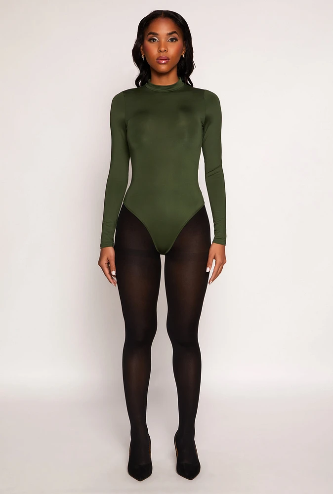 Womens Daisy Mock Neck Long Sleeve Bodysuit,