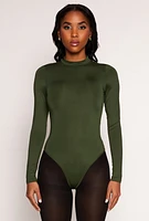 Womens Daisy Mock Neck Long Sleeve Bodysuit,
