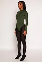 Womens Daisy Mock Neck Long Sleeve Bodysuit,