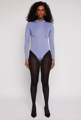 Womens Daisy Mock Neck Long Sleeve Bodysuit,