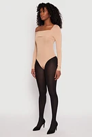 Womens Daisy One Shoulder Bodysuit, Beige, Size M