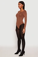 Womens Daisy One Shoulder Bodysuit, Brown,