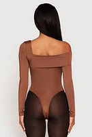 Womens Daisy One Shoulder Bodysuit, Brown,