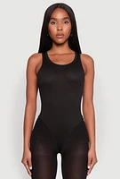 Womens Daisy Basic Ribbed Knit Tank Bodysuit, Black, Size M